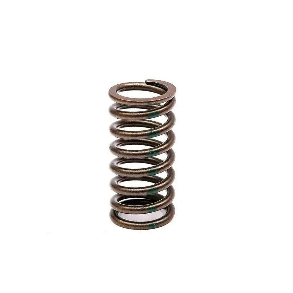 Stiffened valve spring: coiled metal with green markings