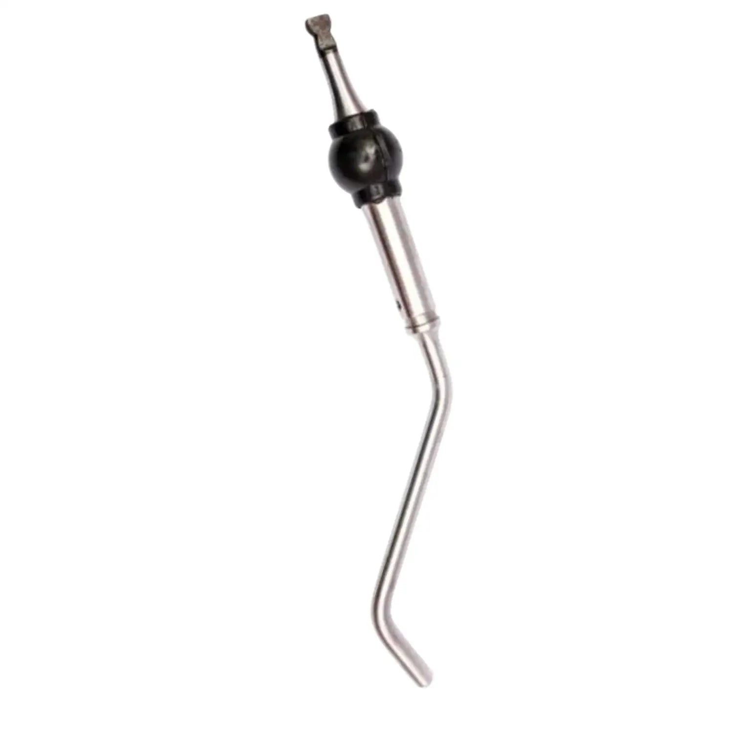 Tractor gear shifter lever with black ball joint and curved metal handle