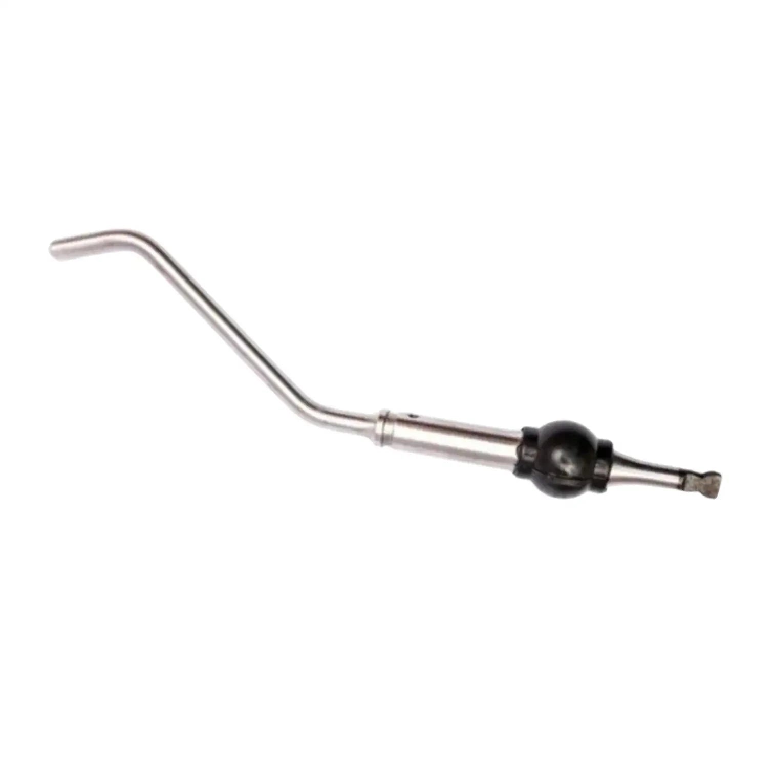 Tractor gear shifter lever with black pivot knob and bent metal rod