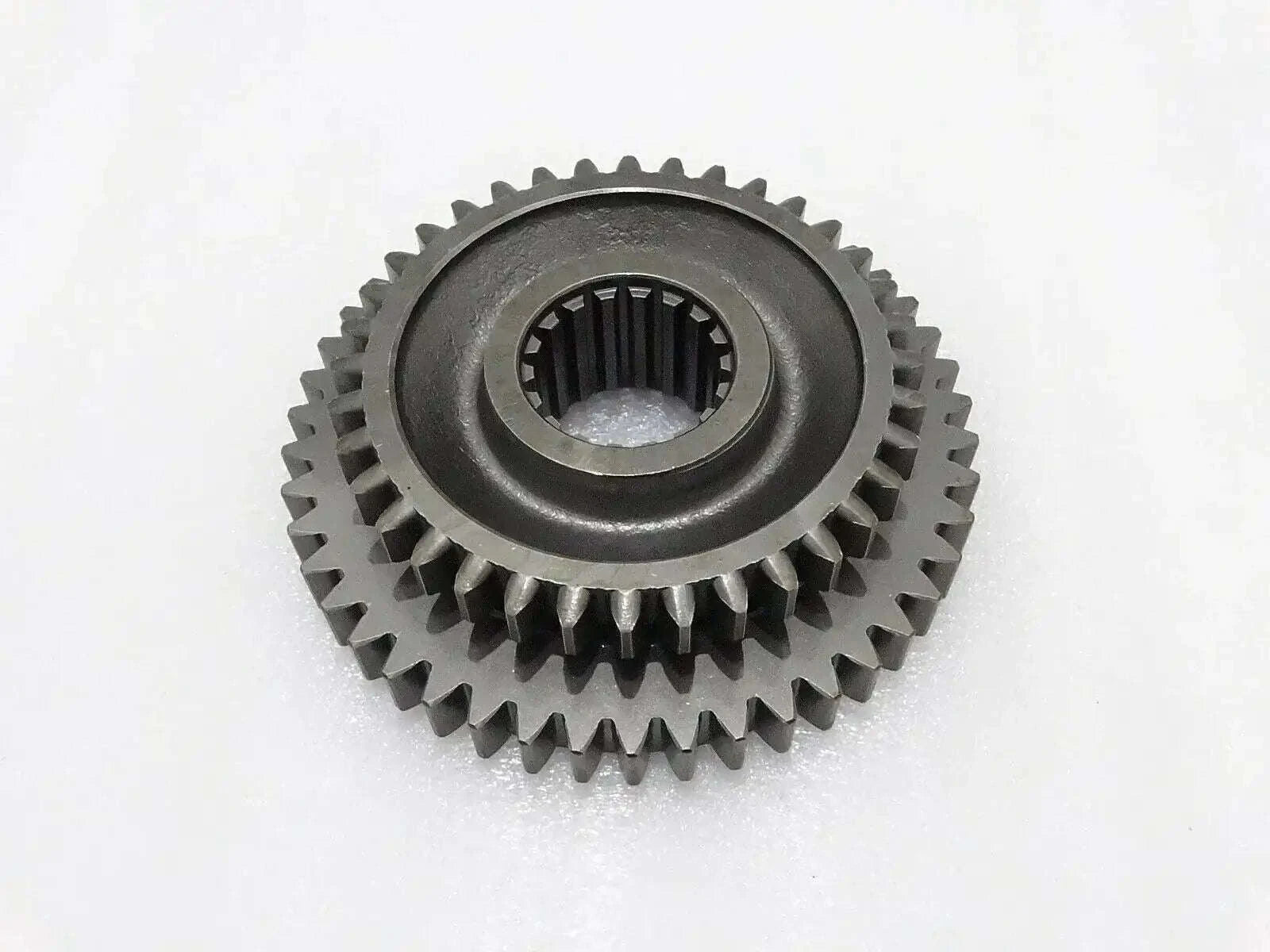 Steel double gear with splined center hub, 36/46 teeth