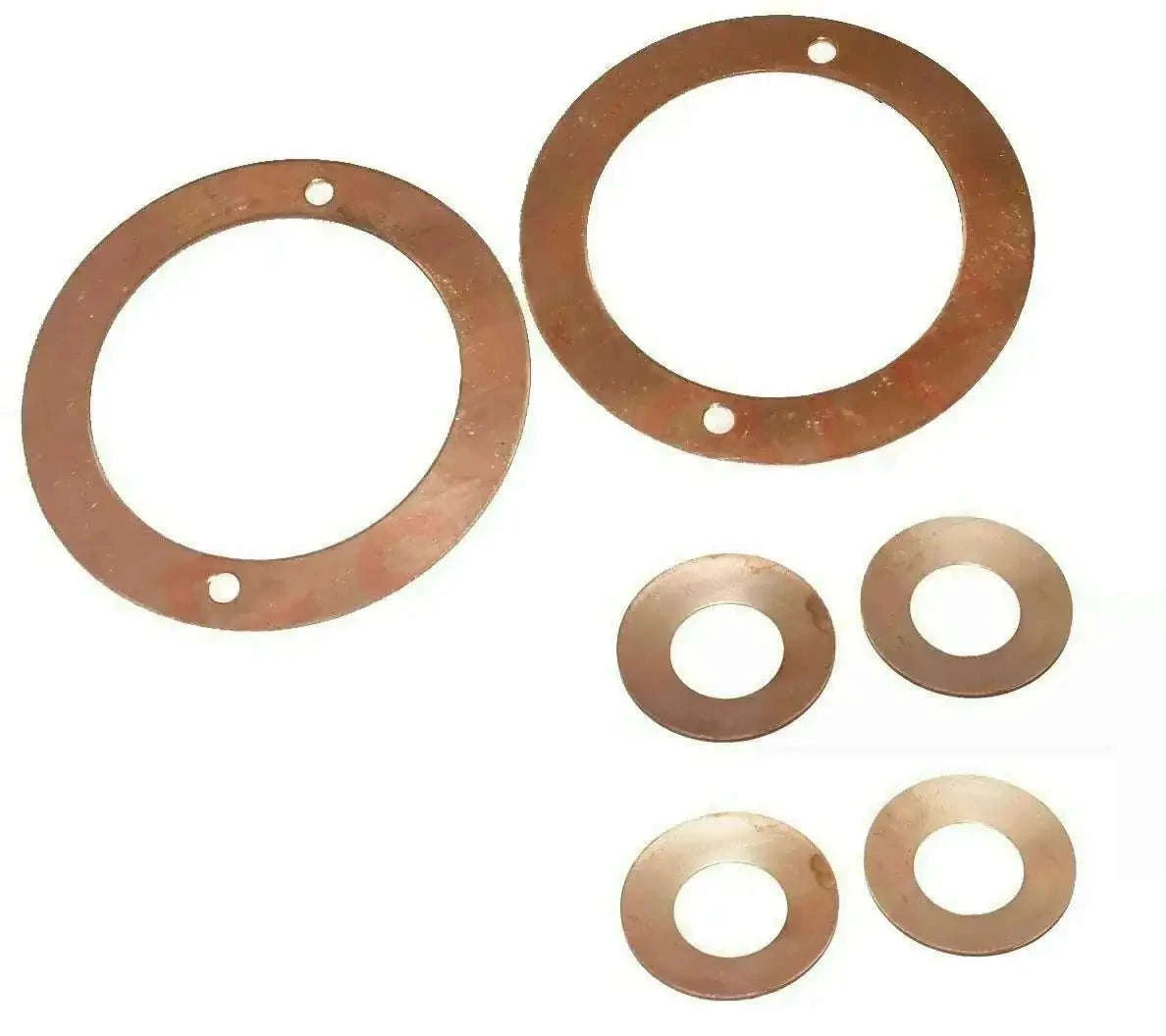 Metal star washer kit with round copper-brown rings, multiple sizes