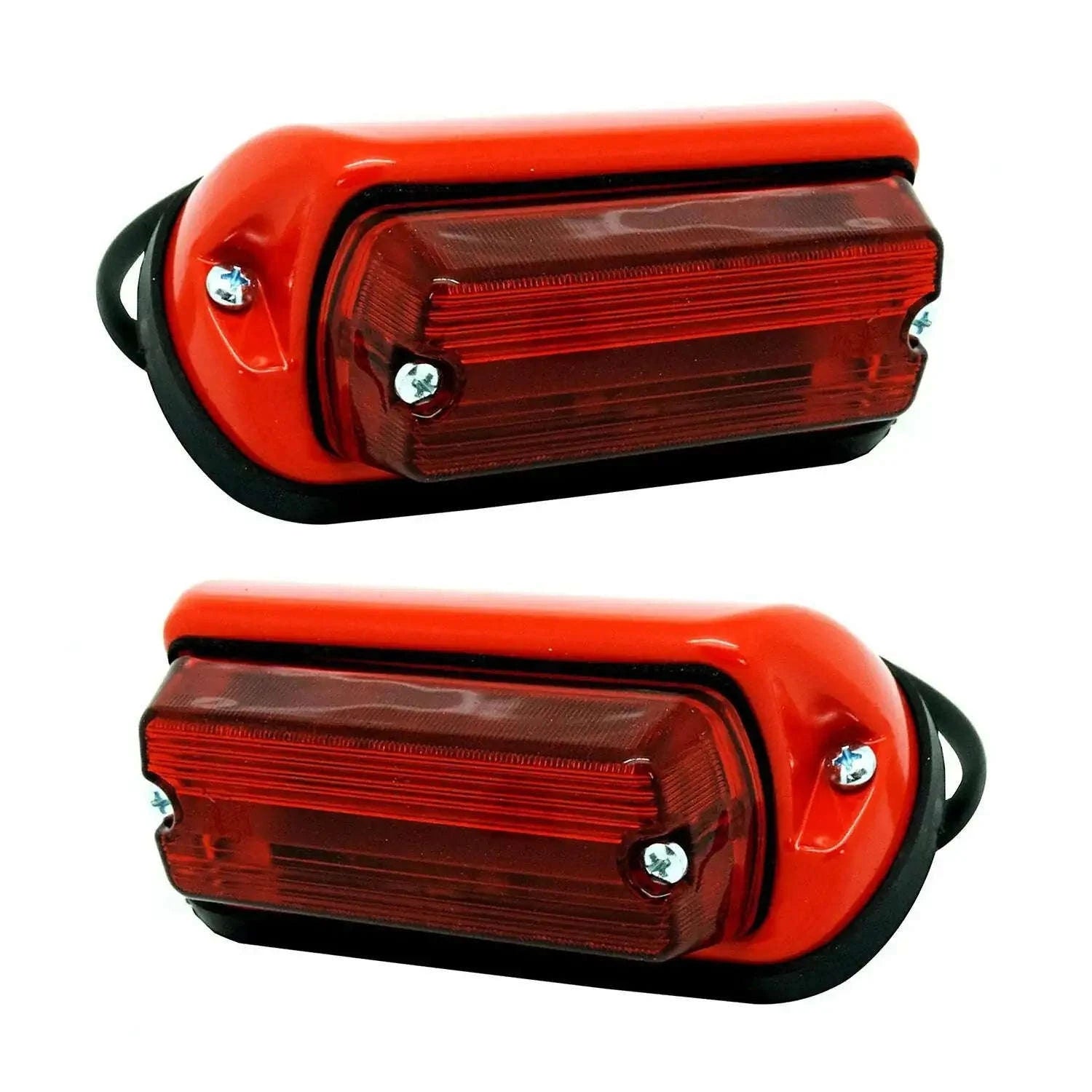 Tractor rear fender light set with red rectangular lens and side mounting brackets