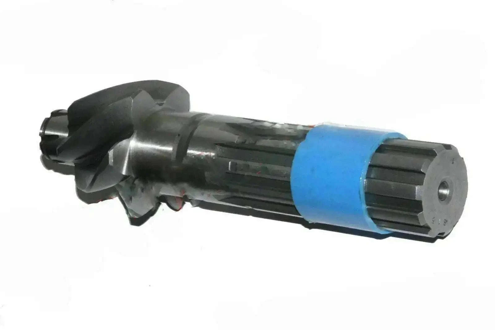 Metal pinion gear drive shaft with blue collar and 6-tooth gear