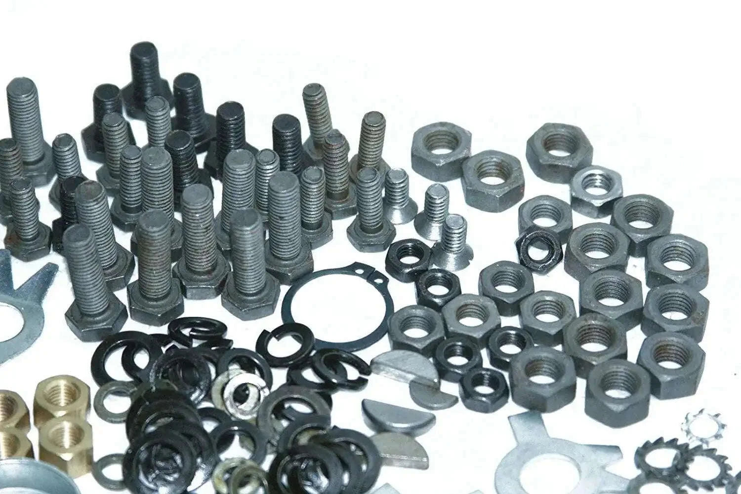 Engine repair hardware kit with bolts, nuts, washers, and gaskets