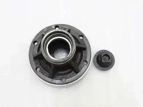 Front hub assembly with cap, dark metal