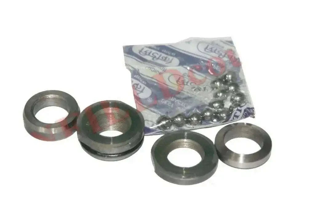 Steering nut kit with metal nuts and washers, silver and dark gray