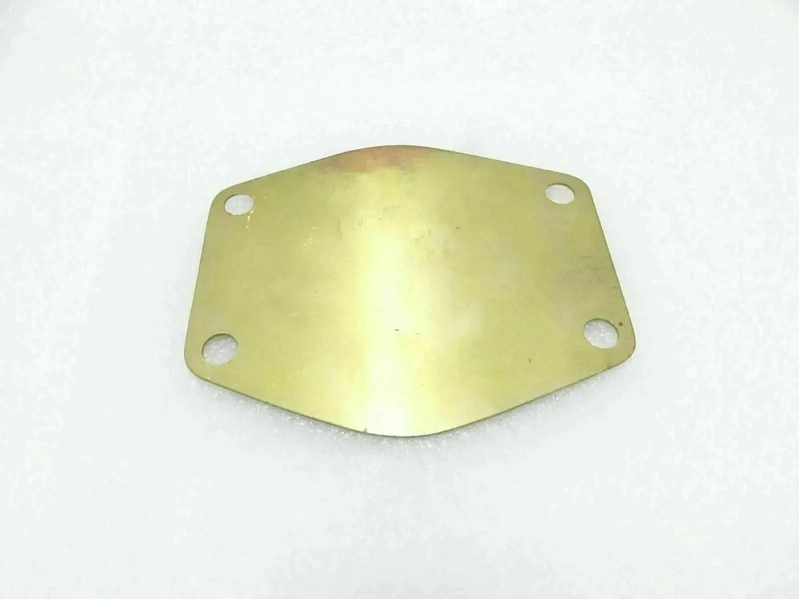 Light yellow metal water pump back plate with four mounting holes