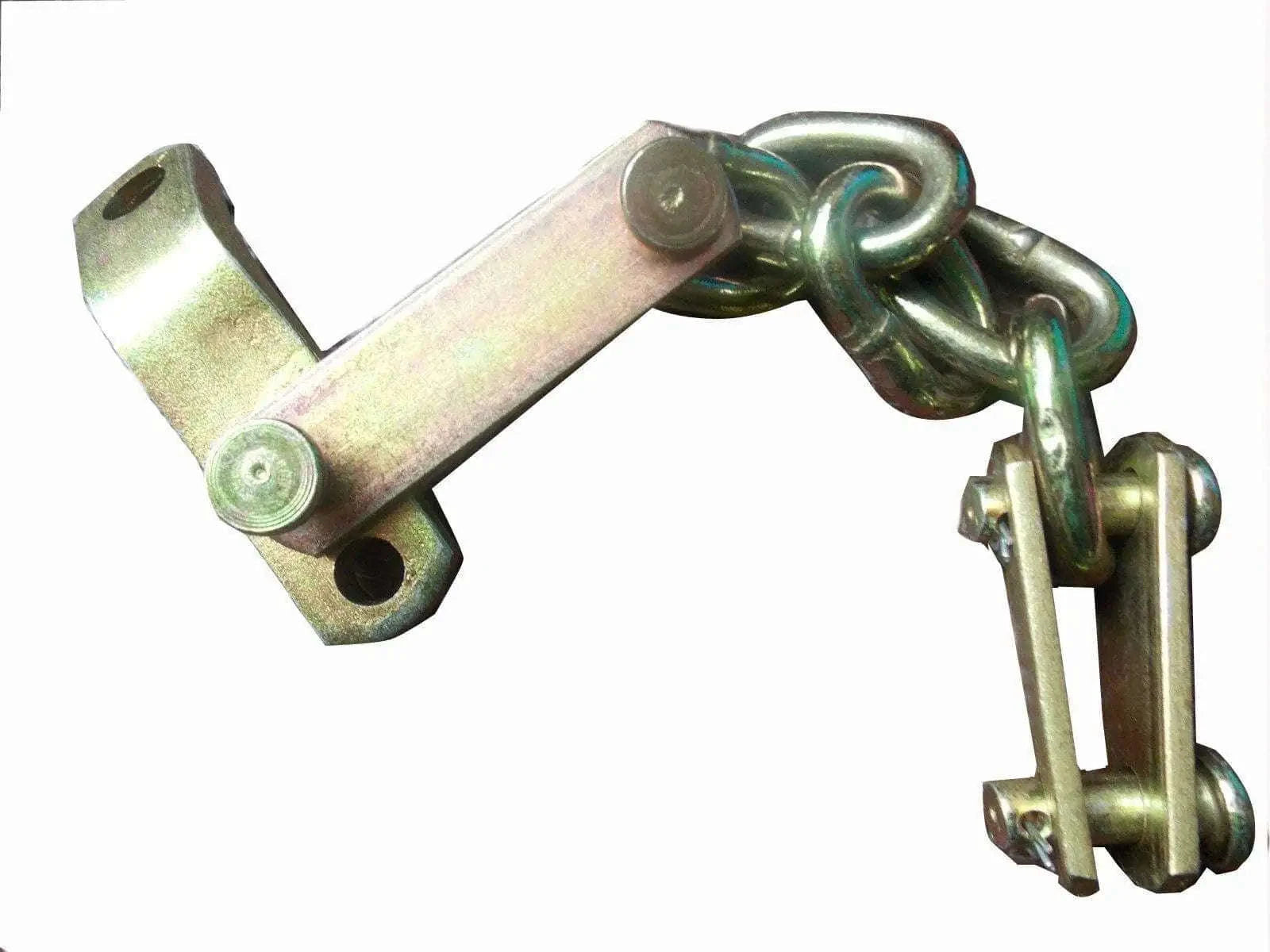 Metal check chain with mounting bracket and interlocking links
