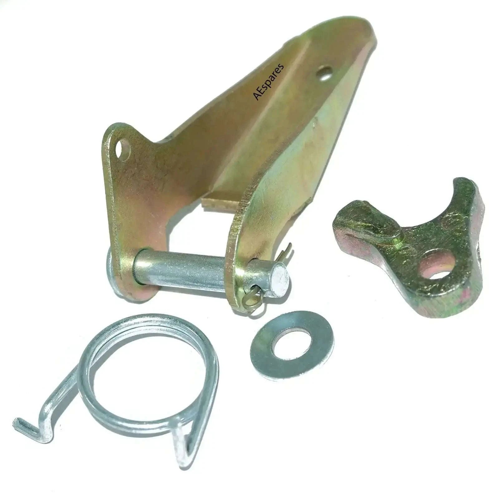 Brake activator and latch kit with metal lever, pin, washers, and spring clip