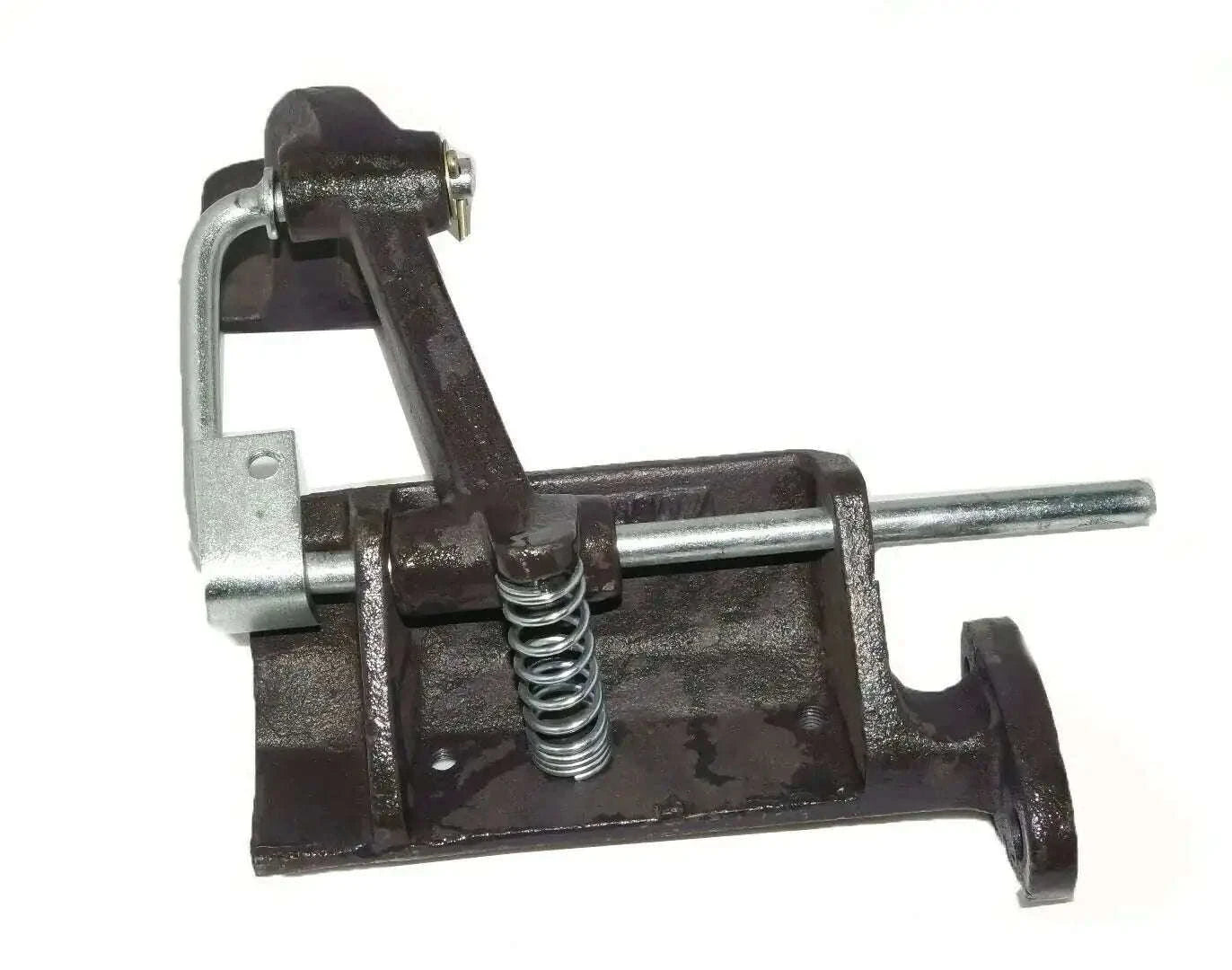Tractor throttle kit with metal lever, spring, and footrest bracket, dark finish