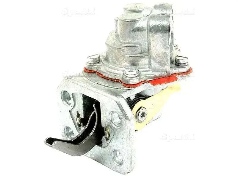 Fuel lift pump with two-hole fitting, metal housing and red gasket seal