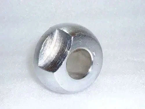 Metal linkage ball with small central hole, silver finish