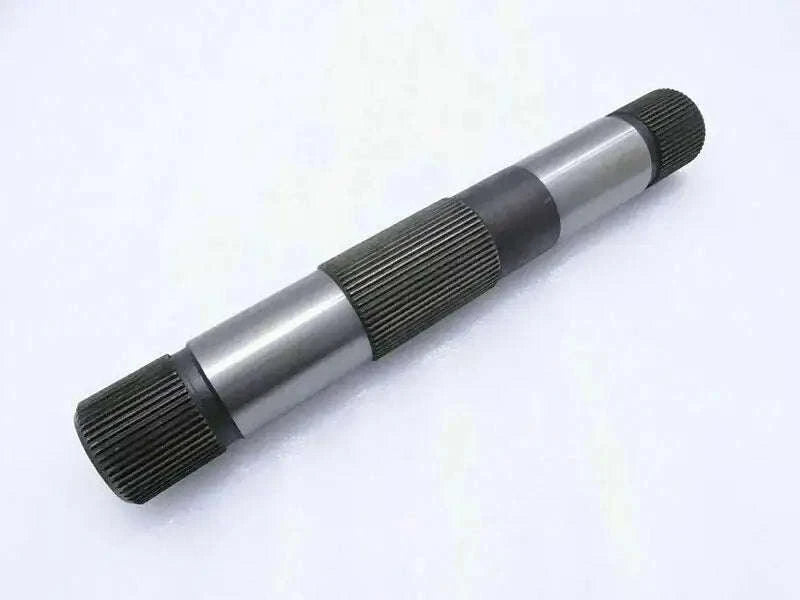Hydraulic cross shaft with ribbed metal sleeve ends, silver and dark ribbed grips