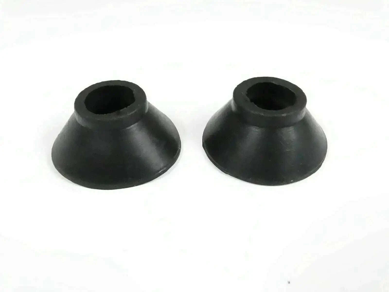 Set of two black rubber tie rod boots with round openings