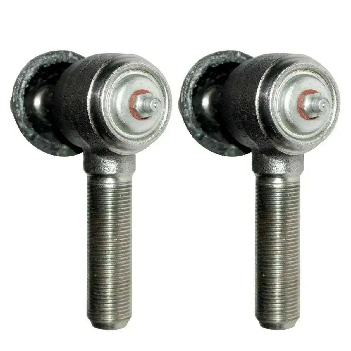 Tractor tie rod end ball joints with black boots and silver threaded studs (pair)
