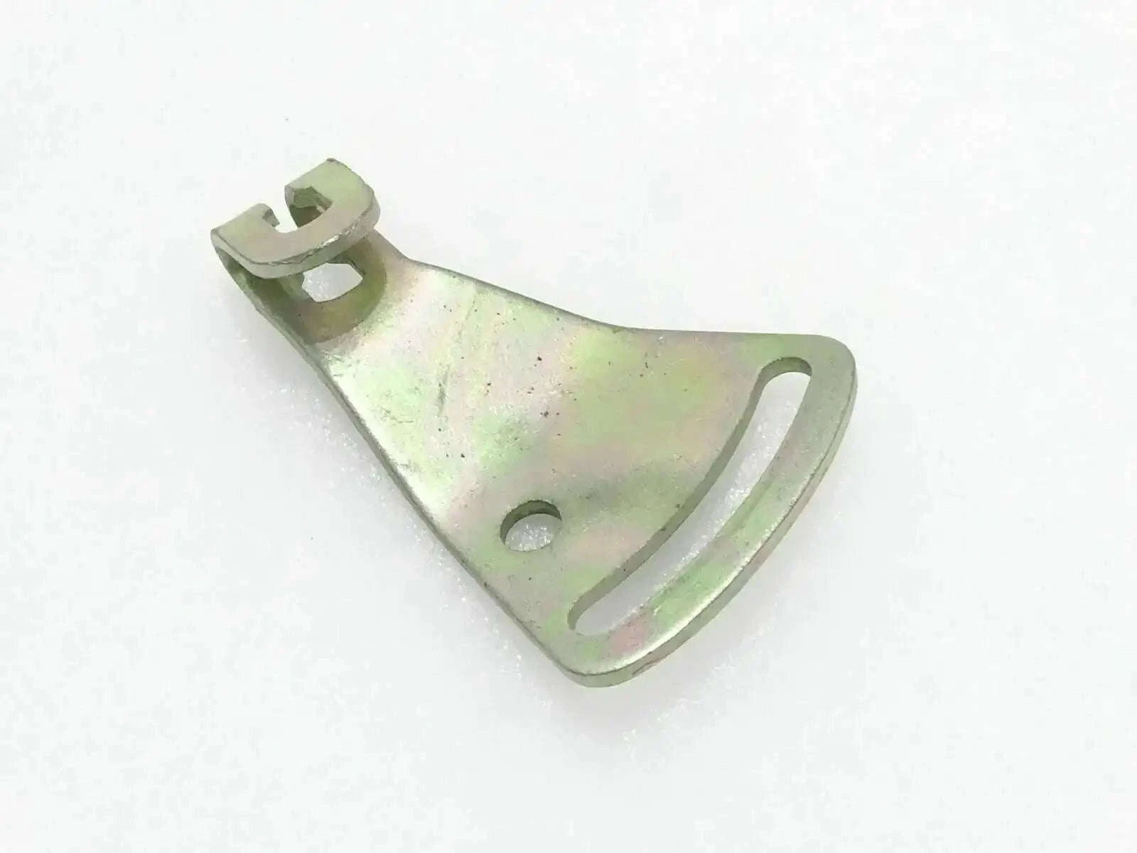Metal throttle control lever bracket with mounting hole and fork end