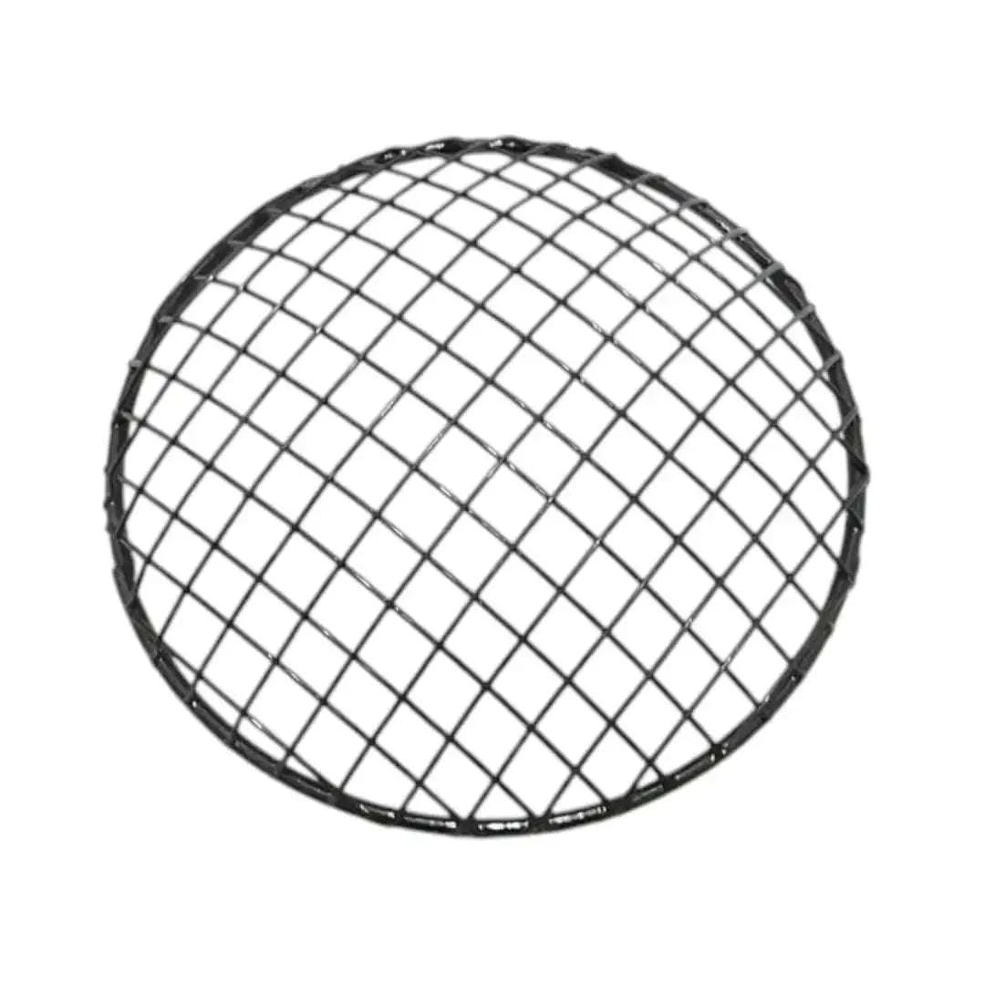 Durable black metal headlight grill, circular design, ideal for protecting vehicle headlights