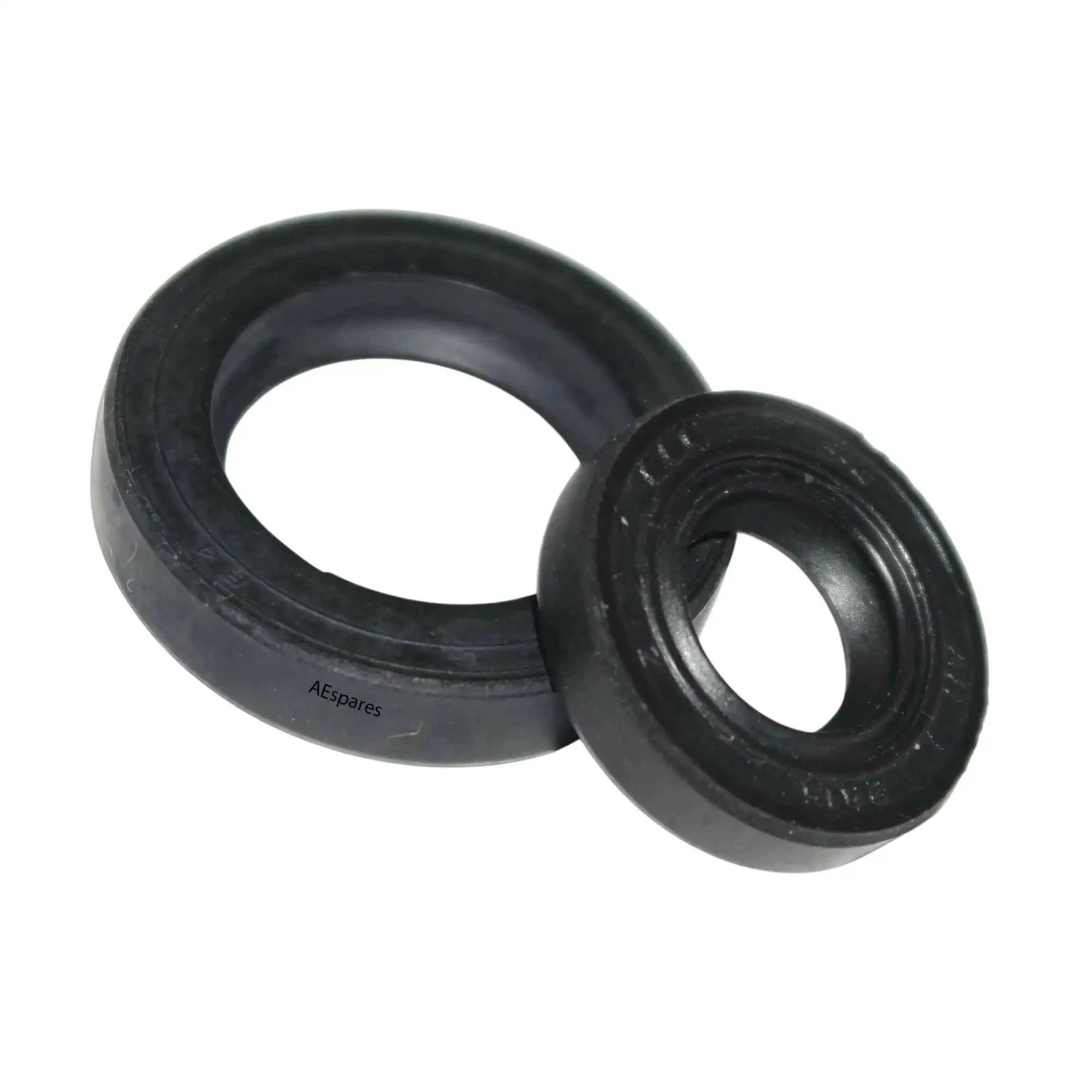 Steering oil seal pair: large and small black rubber seals, round openings