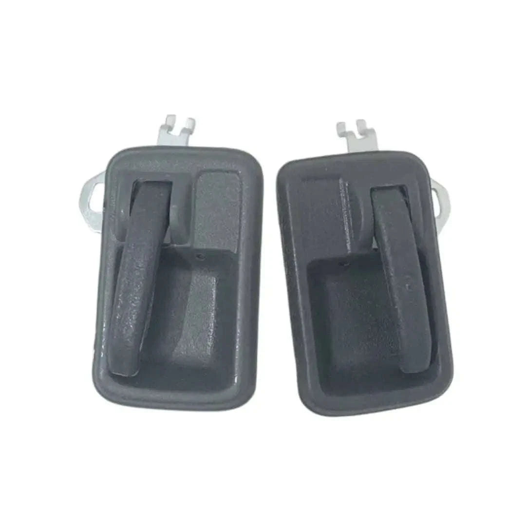 Complete set of Kwikset door handles in black plastic for vehicle doors, sturdy and durable design