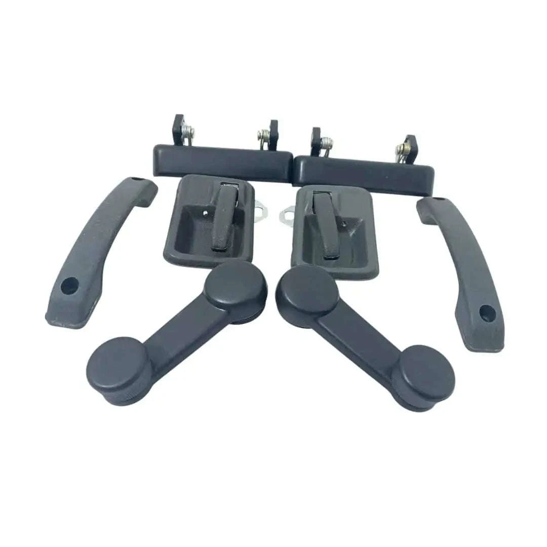 Kwikset door handles complete set, durable plastic, designed for easy door access and functionality