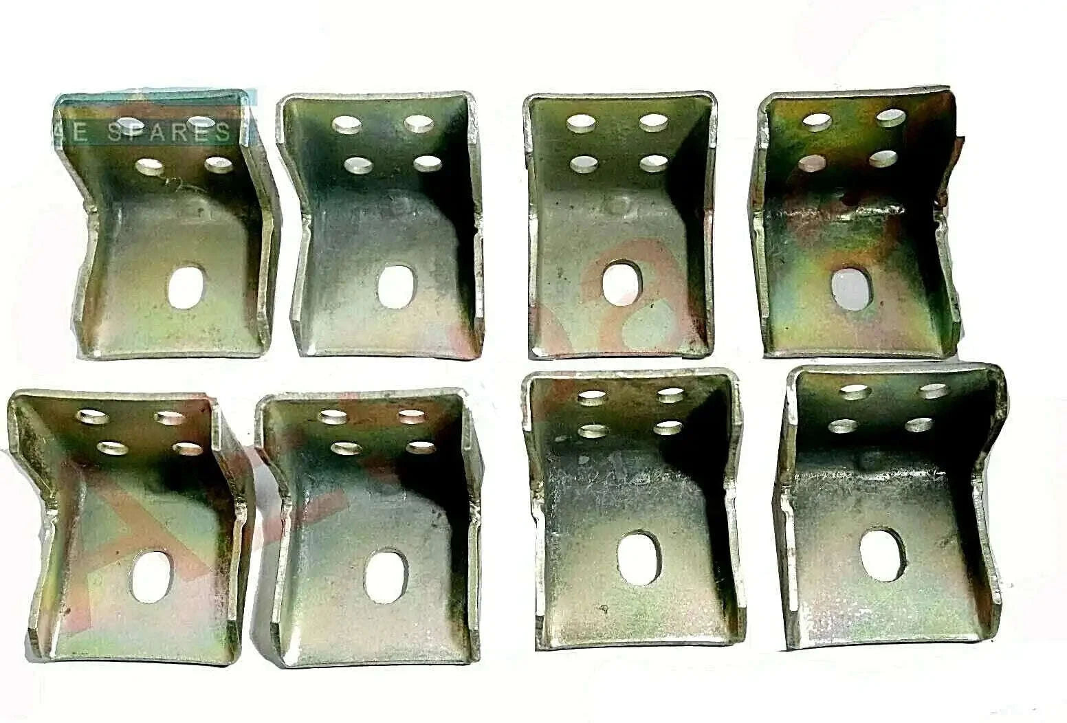 Metal frame outrigger bracket set, eight pieces, olive-green steel