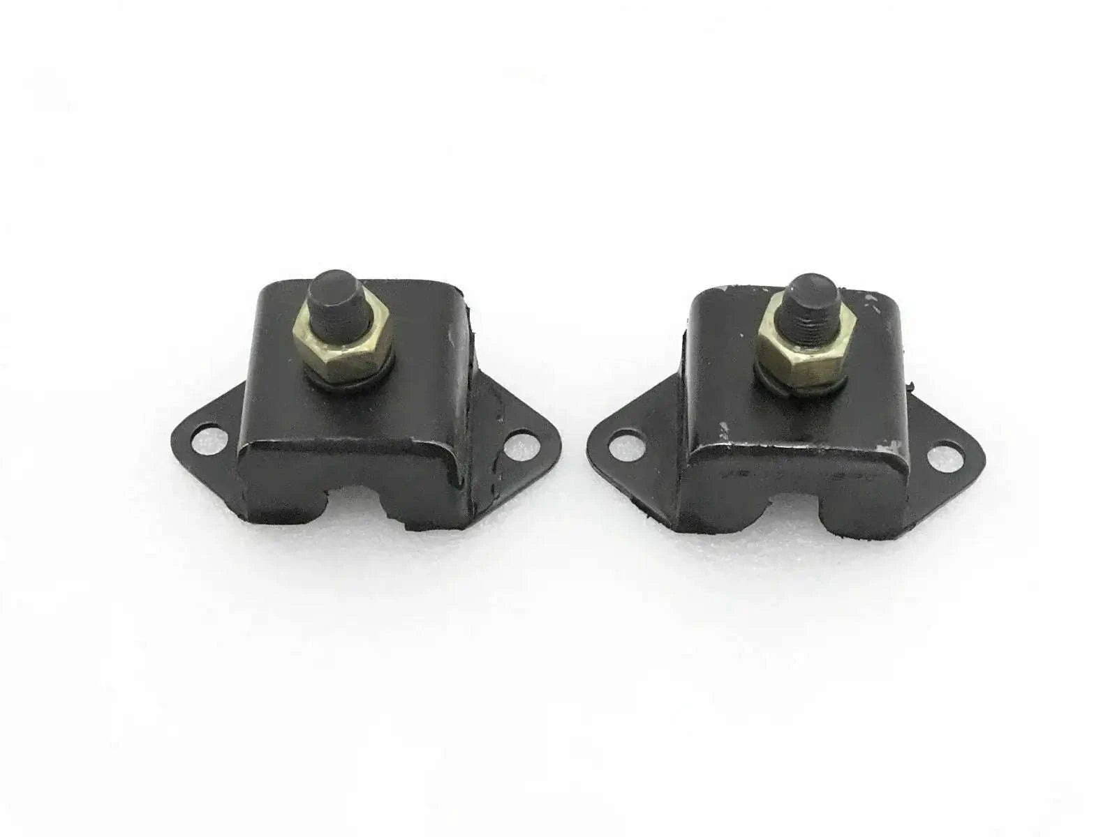 Pair of black engine mounts with mounting holes and threaded studs