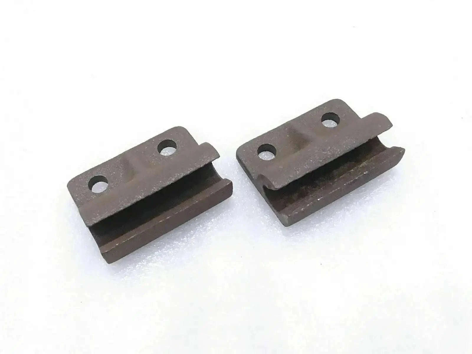 Tailgate door hinges, dark metal, two pieces with mounting holes