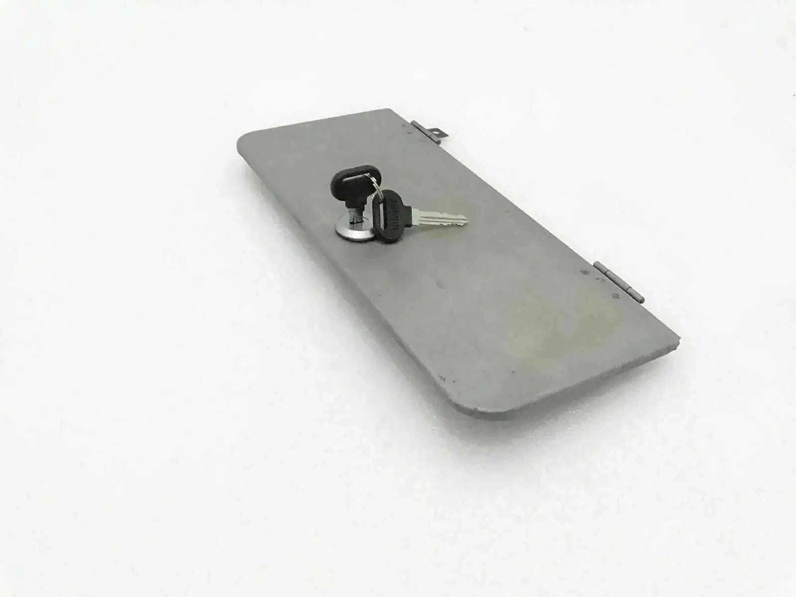 Front windshield vent door with lock, gray metal with key cylinder and keys