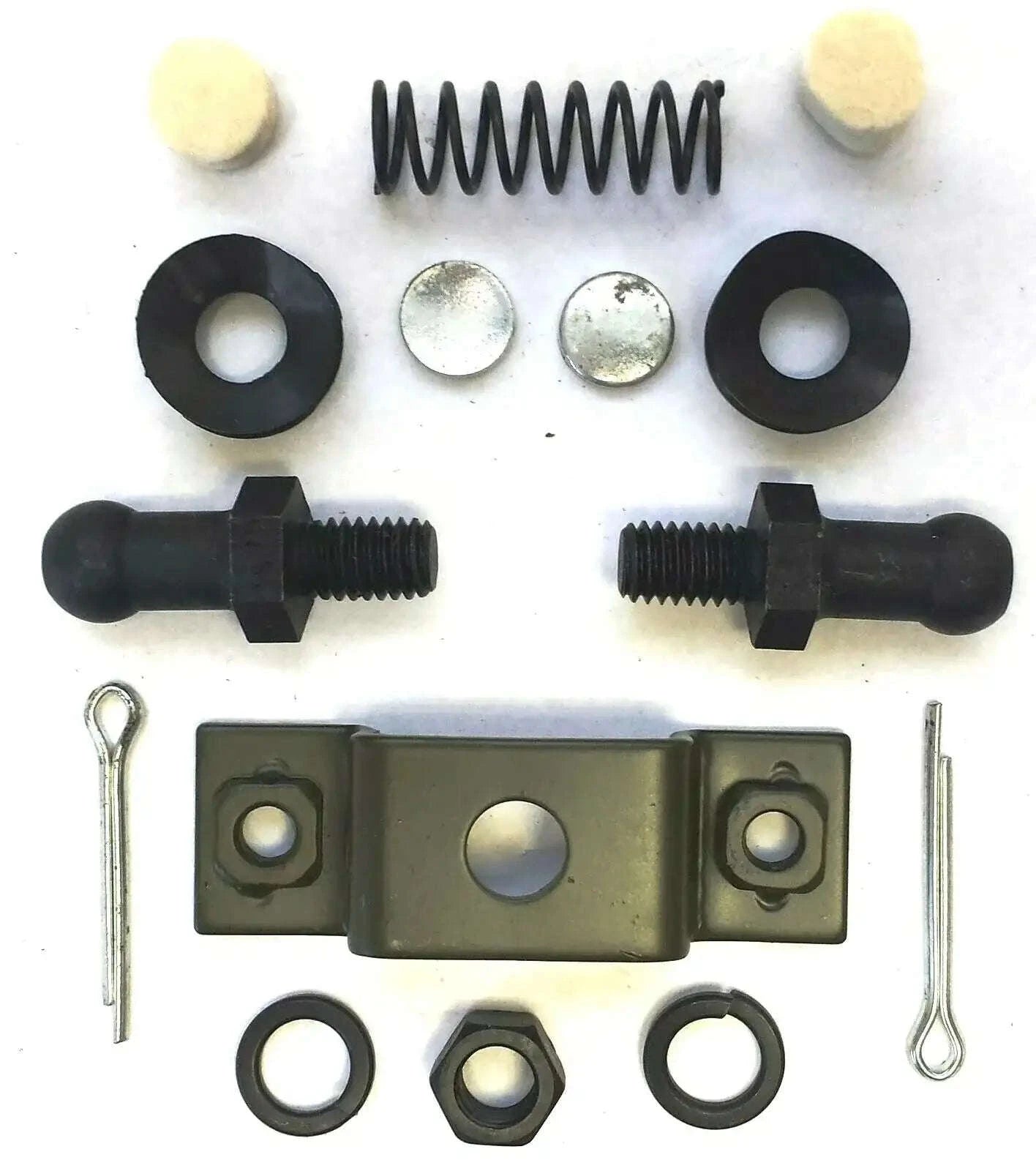 Clutch control ball stud repair kit parts: shafts, springs, washers, nuts, pins