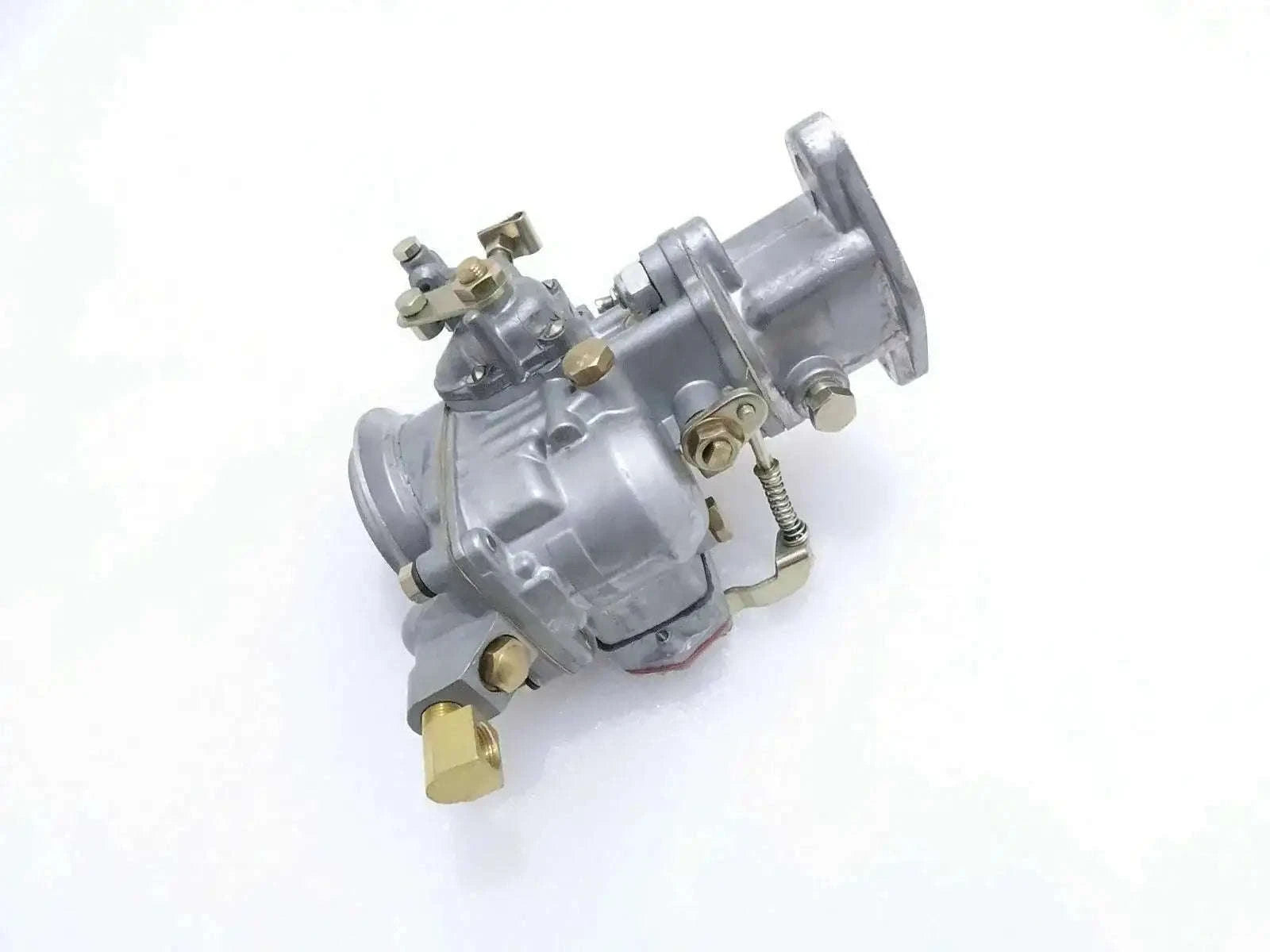 Metal carburetor assembly with brass fittings and throttle linkage