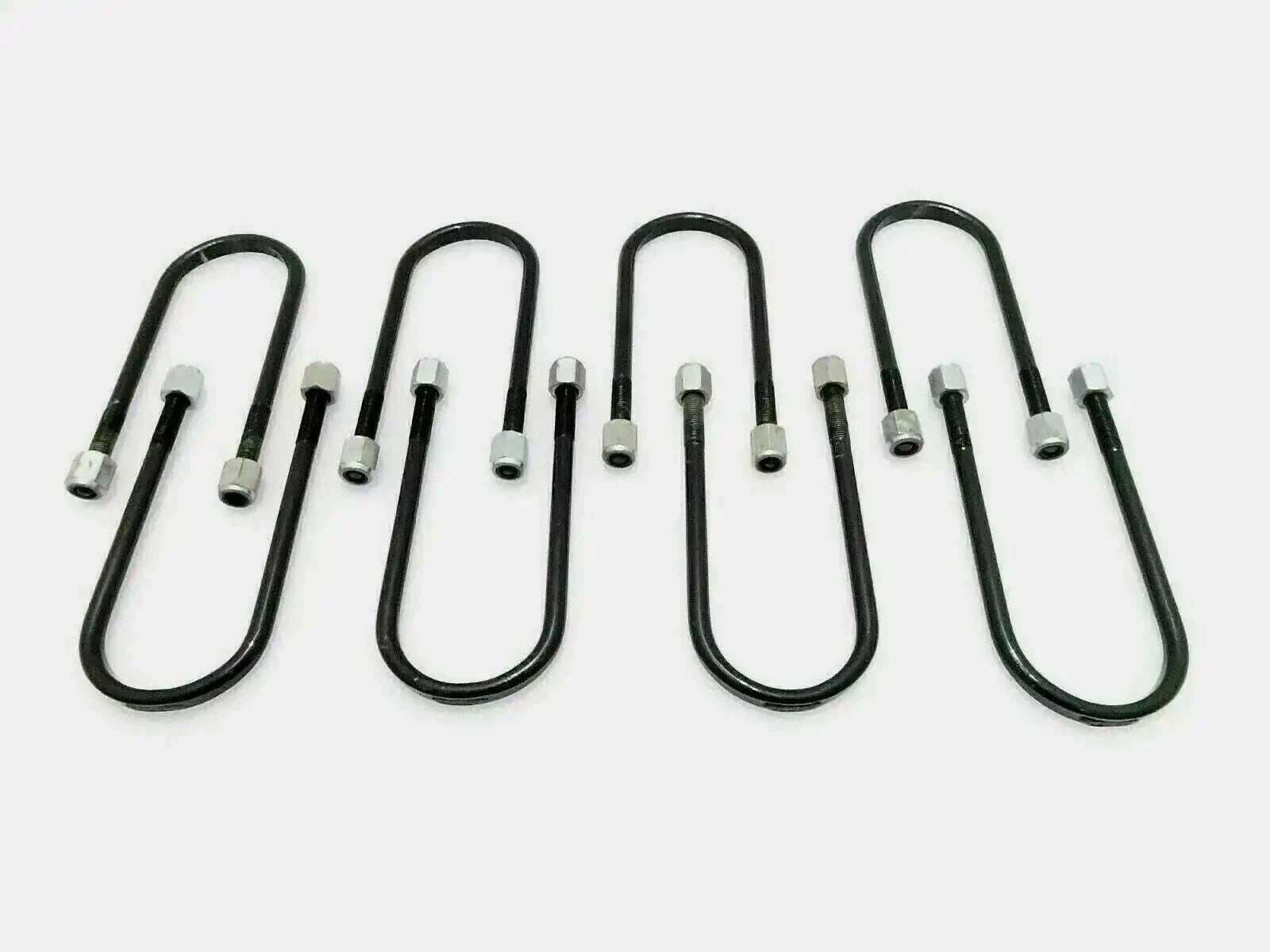 U-bolt clip set of 8 with black U-shaped bars and silver threaded ends