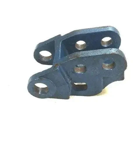 Blue metal rocker lift bracket with mounting holes and central fastener opening