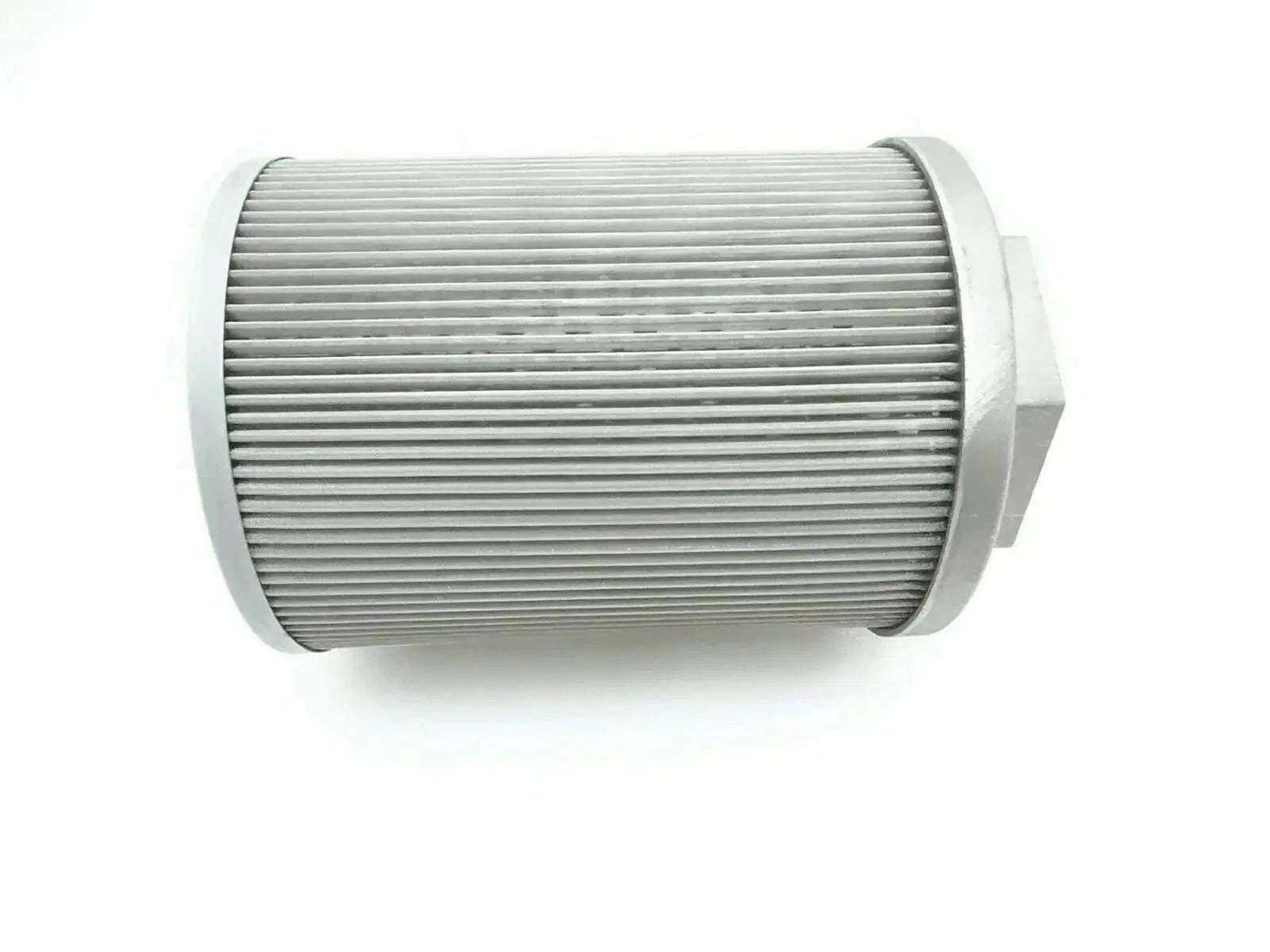 Cylindrical suction strainer with pleated mesh filter, light gray