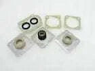 Steering arm repair seal kit parts with metal brackets and black O-rings
