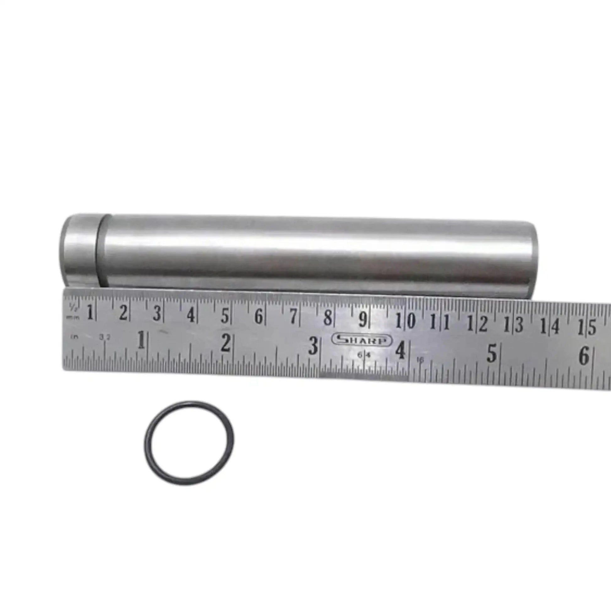 Metal shaft measured with ruler and O-ring seal