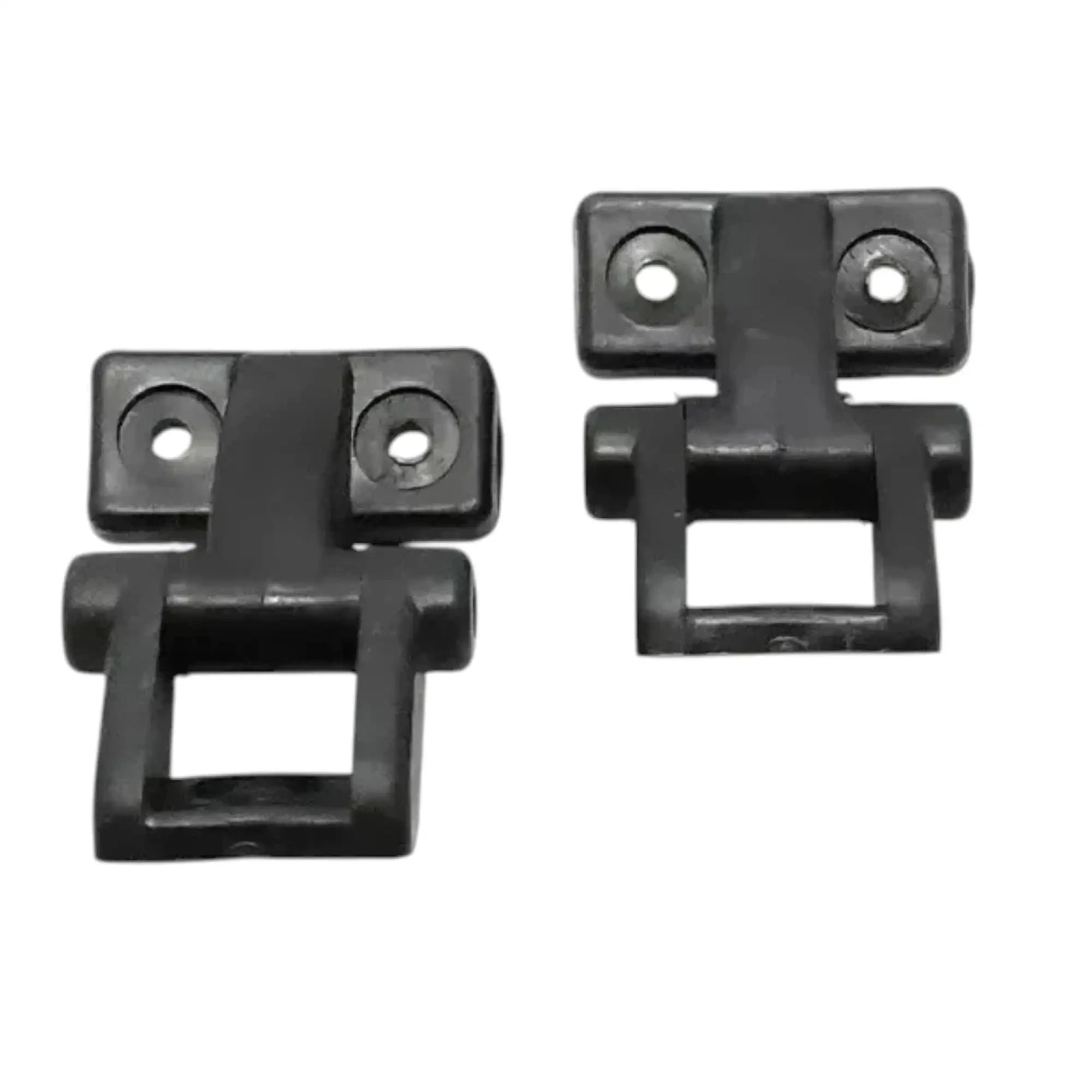 Windshield hinge brackets, black, pair with metal mounting plates and loop frame
