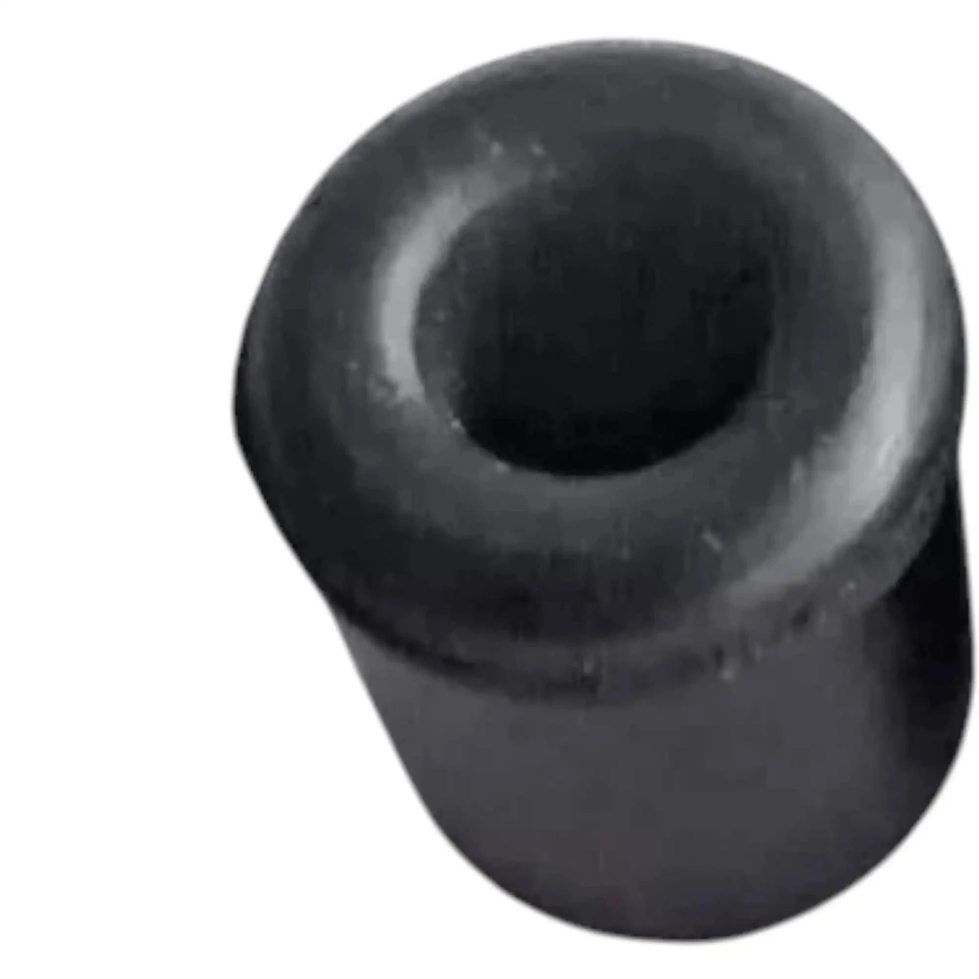 Single black rubber grommet with recessed round hole