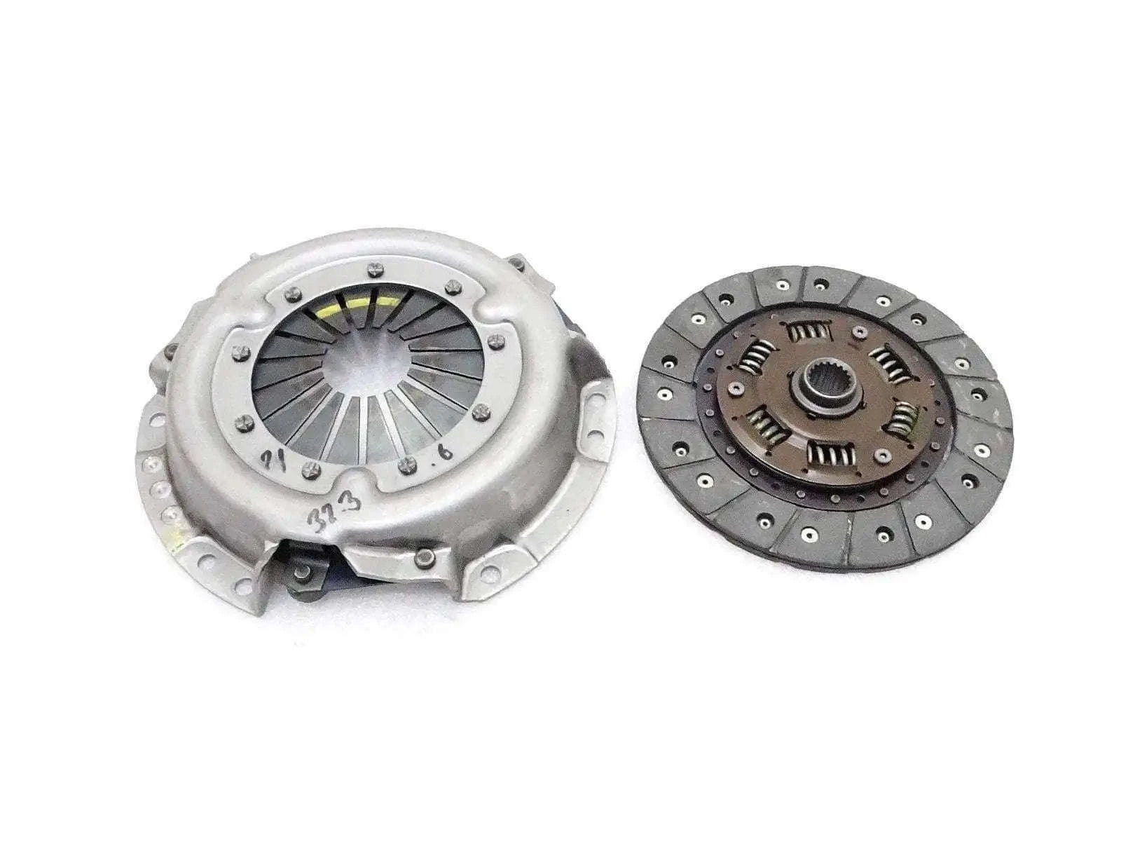 Clutch pressure plate and disc set, silver cover with dark friction disc