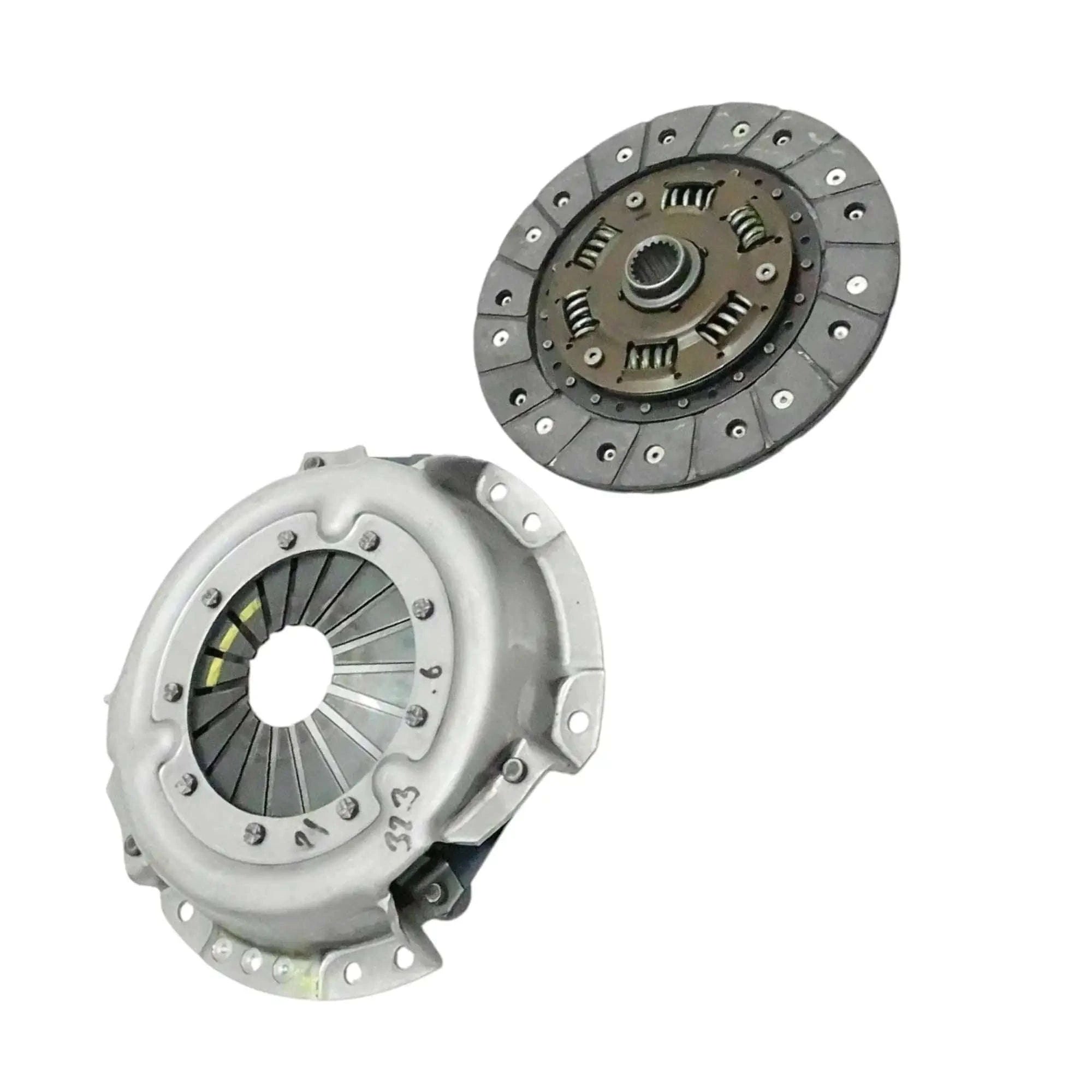Clutch kit set: silver pressure plate and dark disc with spring details