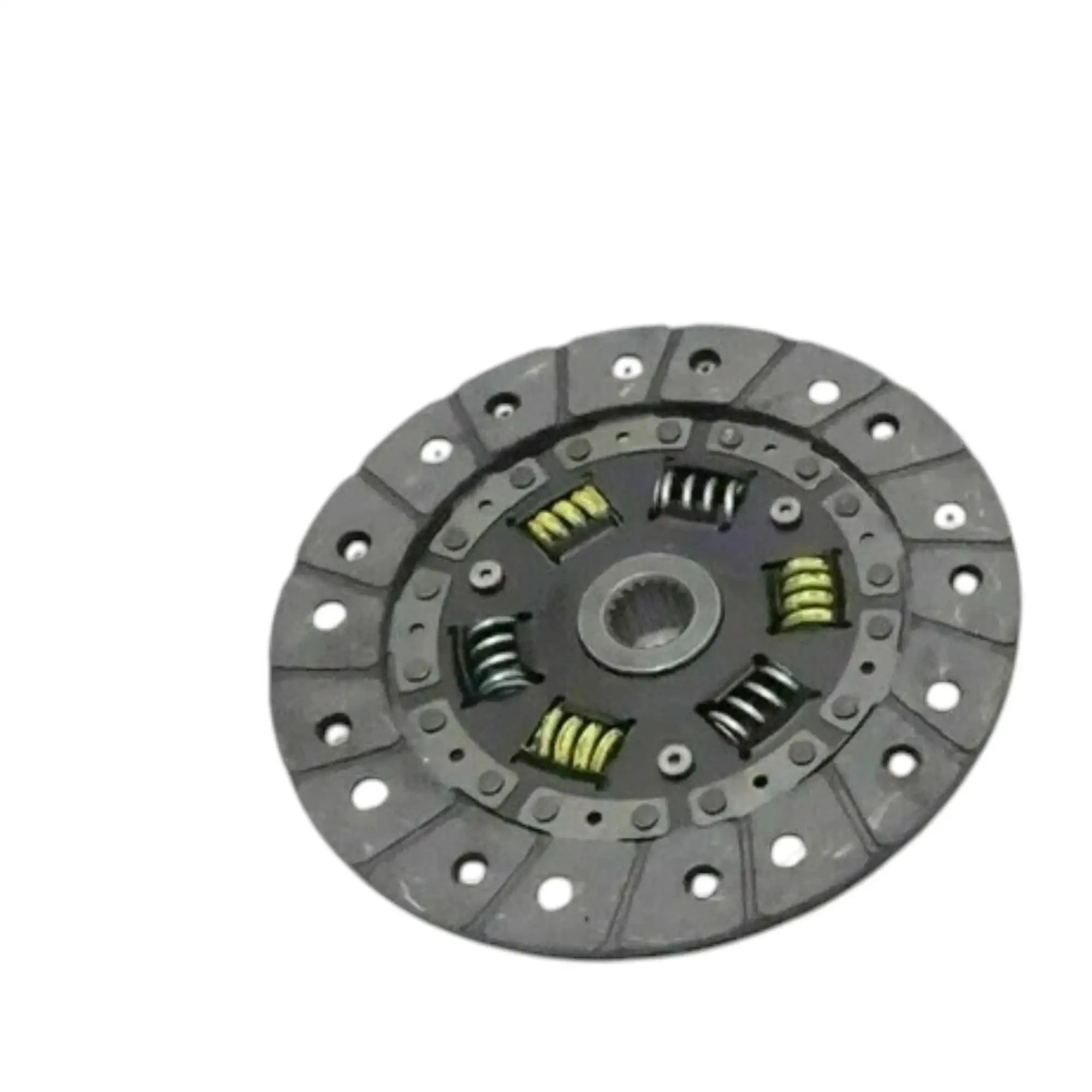 Clutch disc, dark friction plate with rivets and yellow spring inserts