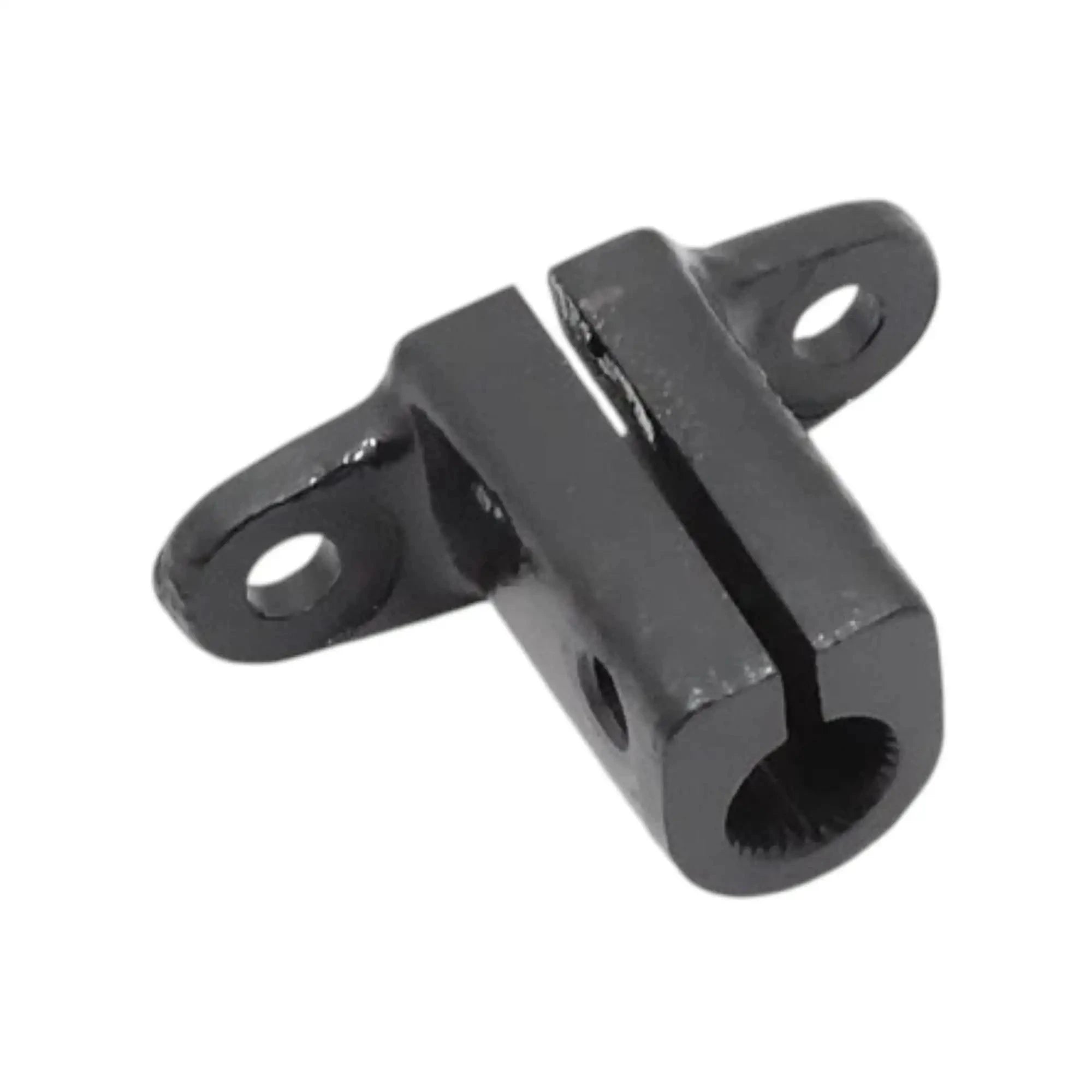 Black rag joint yoke with rectangular bracket and mounting holes