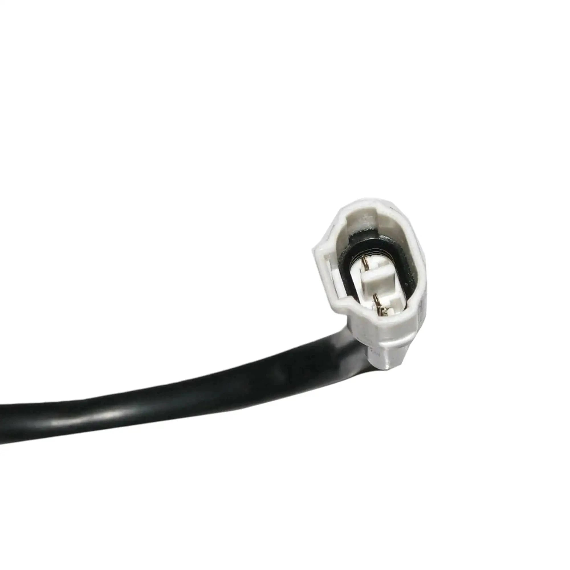 Fuel pump sender electrical connector on black cable with white plastic housing