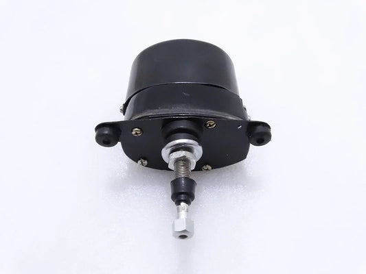 12V windshield wiper motor with black housing, mounting bracket, and wire connector