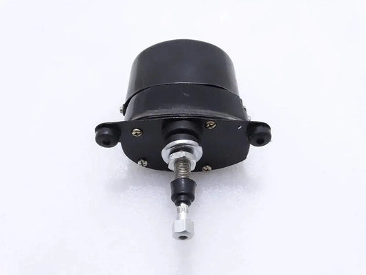 12V windshield wiper motor with black housing, mounting bracket, and wire connector