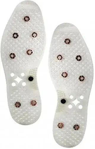 White acupressure sole massager insoles with circular bead-like pressure points