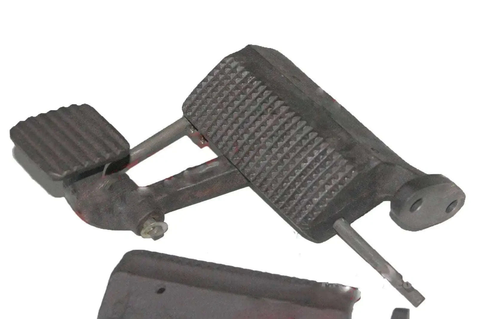 Foot throttle kit with rubber pedal pads and metal linkage, dark gray