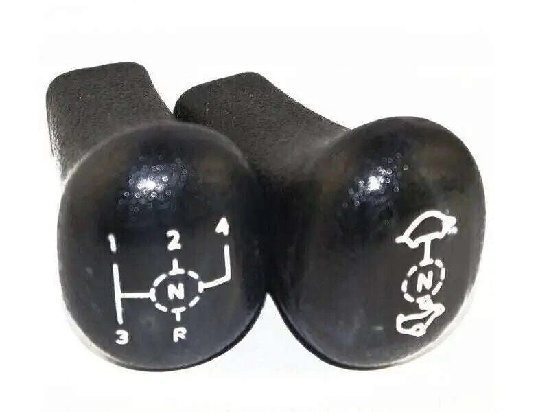 Black transmission gear shift knob pair with white 1-4, N and R shift markings