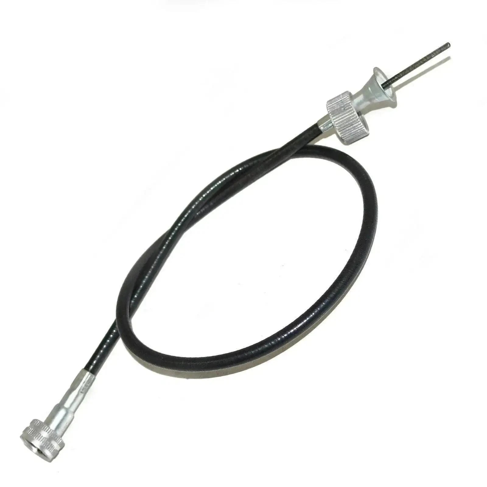 Tachometer cable with black sheath and metal fittings