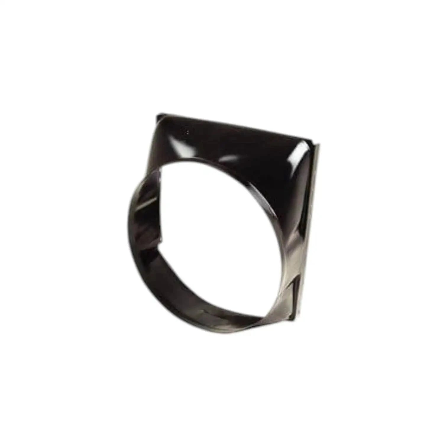 Tractor radiator cowl shroud with round opening, black metal housing