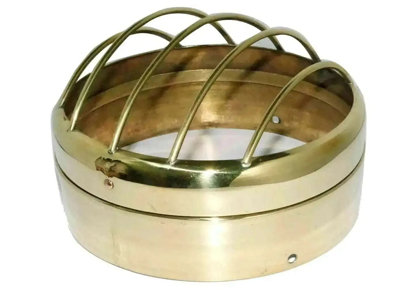 Brass 7-inch headlight bezel grille cover with curved protective bars